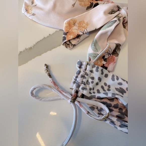 Power 2 the Flower Leopard Print Floral Tie Bikini Bottom - Picture 4 of 5